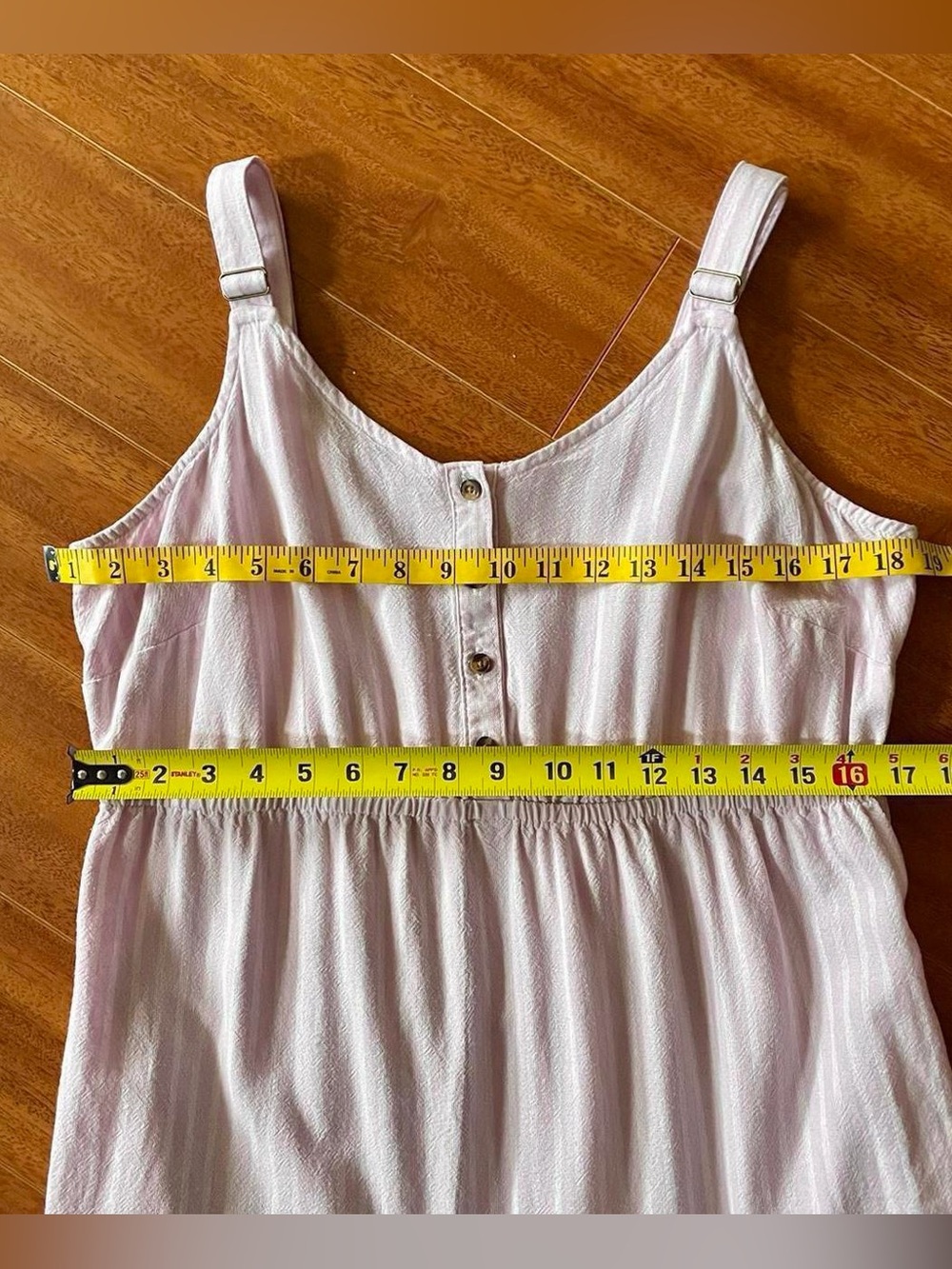 Sonoma Pink Striped Linen Tiered Midi Dress XL - Picture 3 of 8